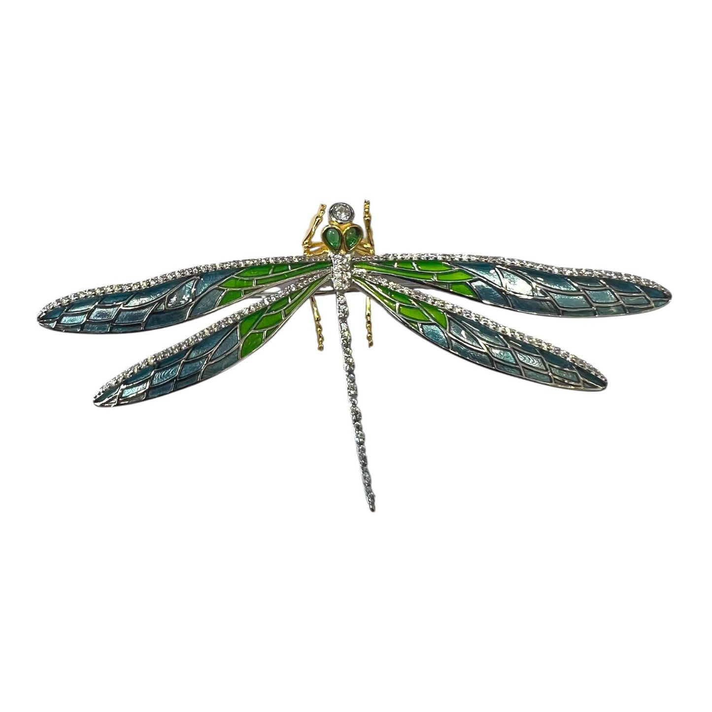 S925 Dragonfly Brooch | 18KW Gold Vermeil