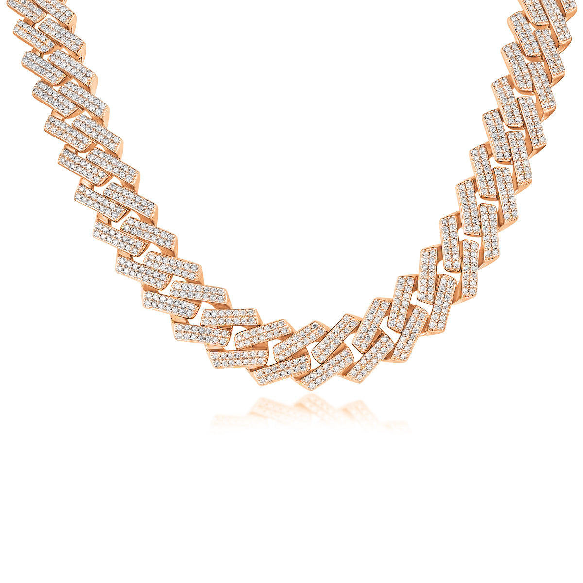 TAAZLUXE™ Cuban Chain Necklace with Moissanites - Rose Gold
