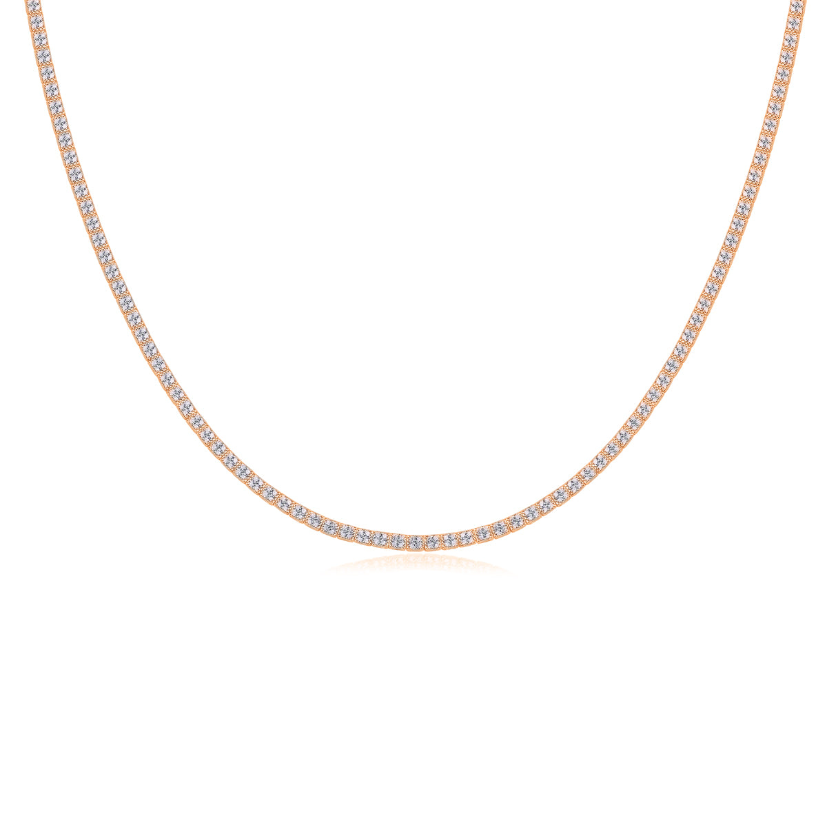 TAAZLUXE™ Tennis Necklace with Paved Moissanites - 18K Rose Gold Vermeil