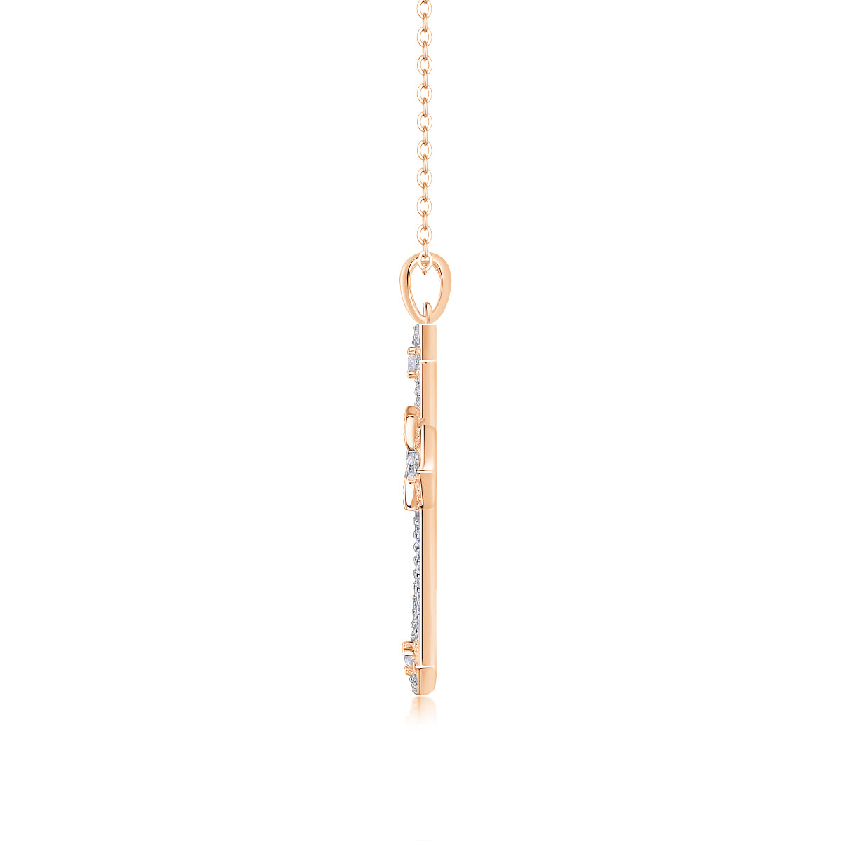 TAAZLUXE™ Cross Pendant Necklace with Moissanite - 18K Rose Gold Vermeil