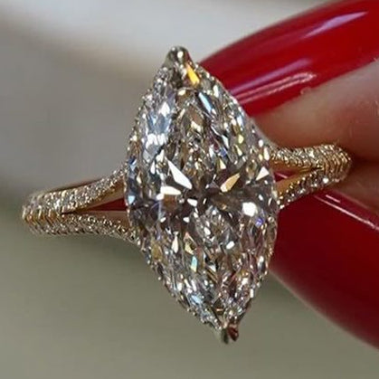 3 carats Lab Grown Marquise Diamond, 14K/18KY | Pave Band