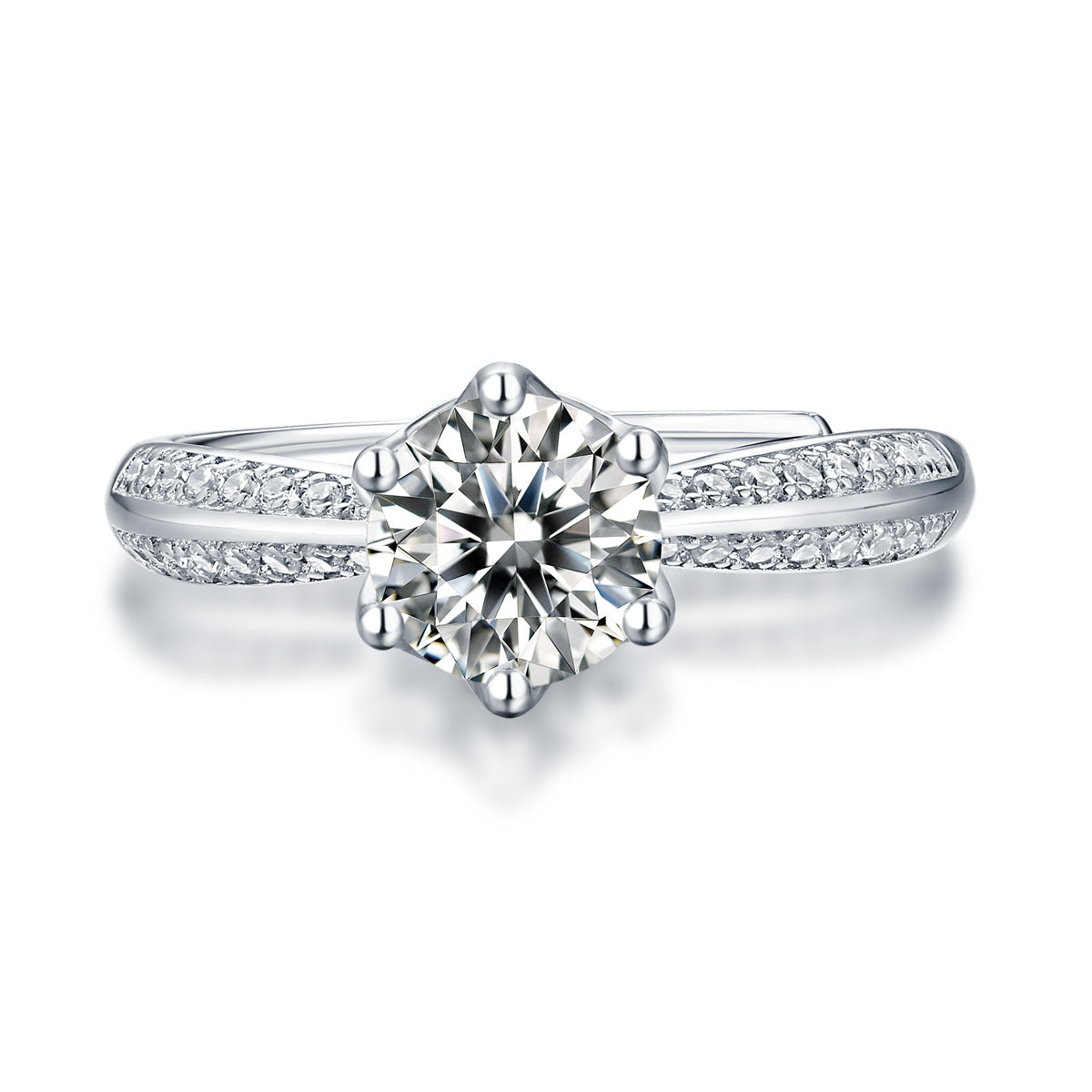 TAAZLUXE™ Classic Moissanite Ring - 18K White Gold Vermeil