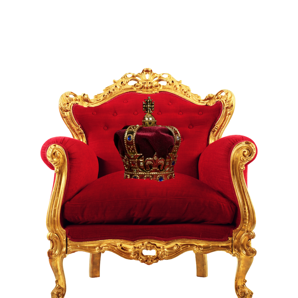 A royal chair and crown