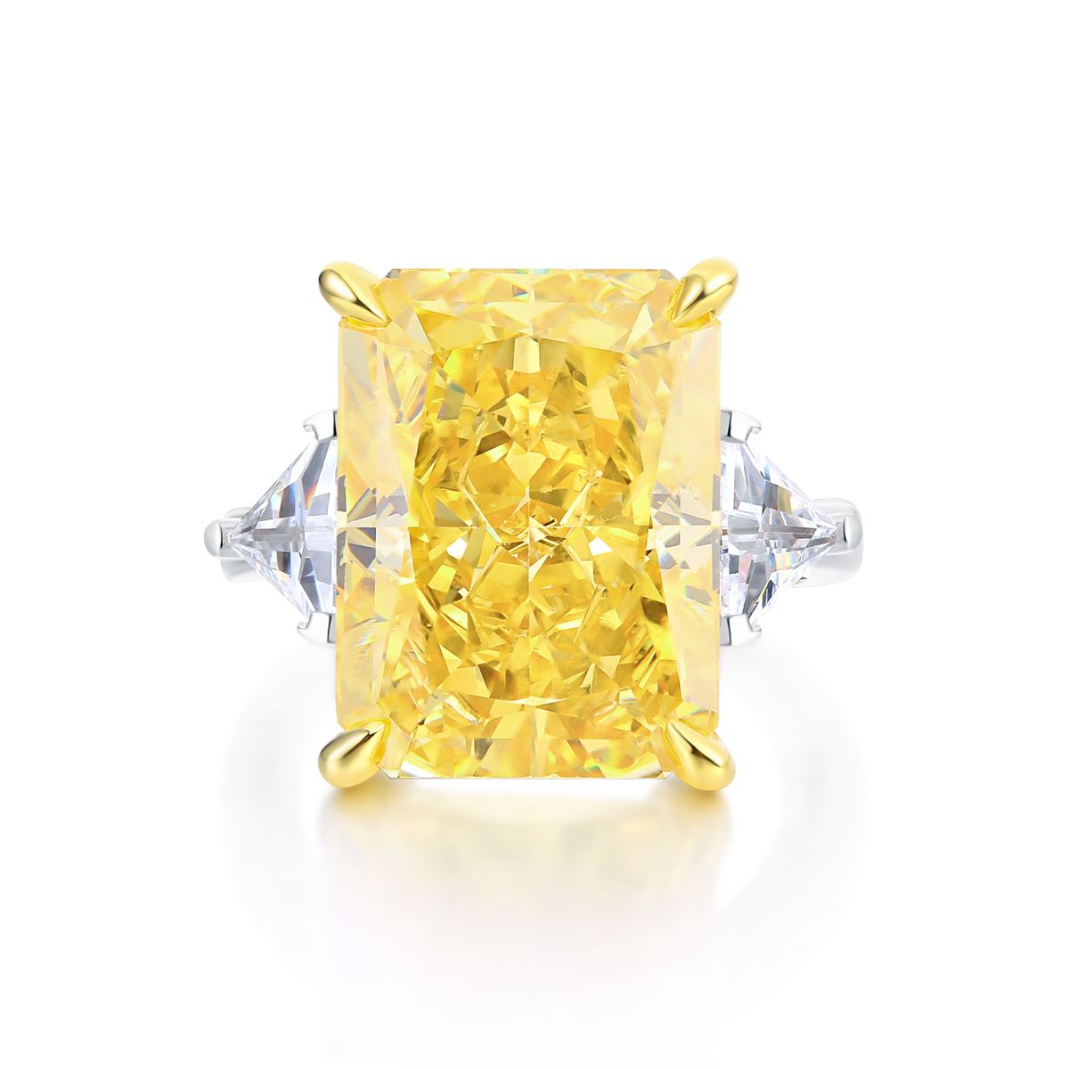 TAAZLUXE™ Yellow Cubic Zirconia and Moissanite Ring - Silver