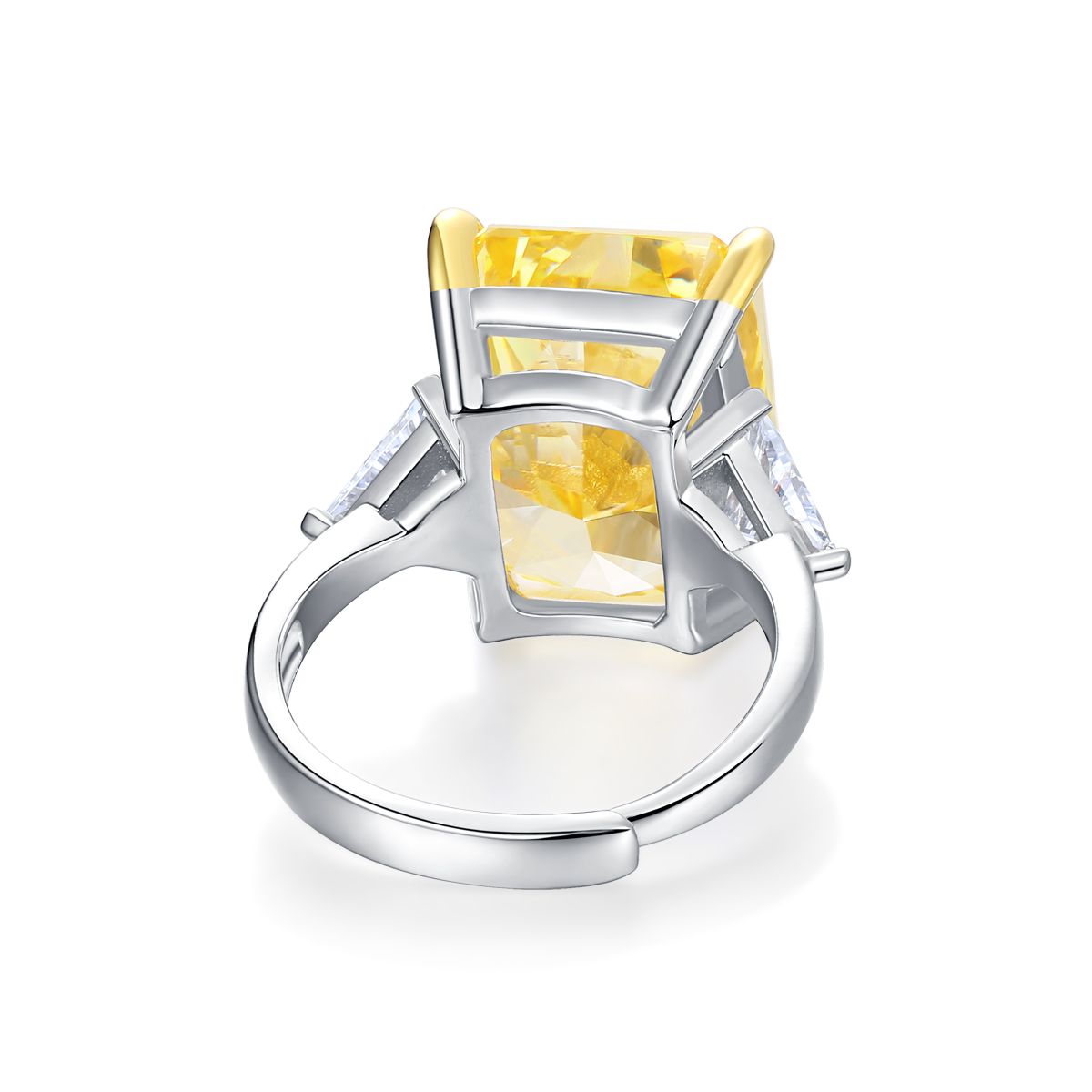 TAAZLUXE™ Yellow Cubic Zirconia and Moissanite Ring - Silver