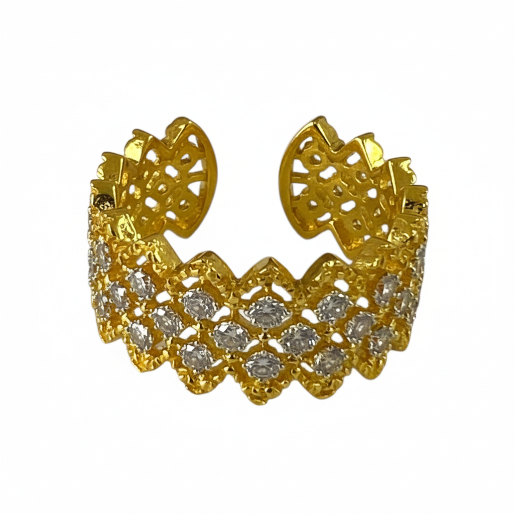 Gold Filigree Ring CZ - Neat Clean