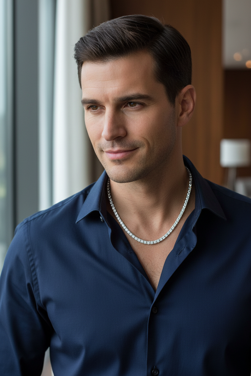 Male Model in Navy Shirt - 60cm