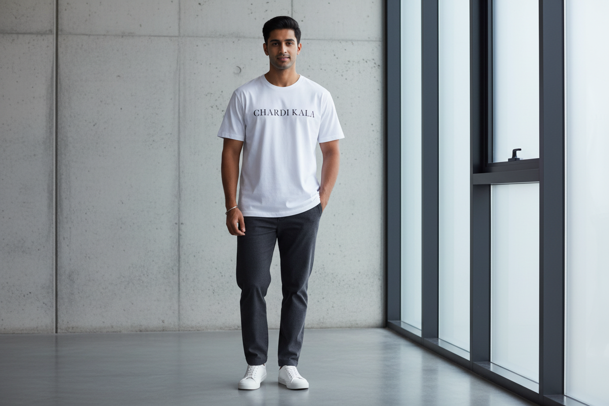Male Model - White CHARDI KALA T-shirt