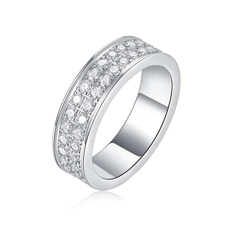 TAAZLUXE™ Double Pave Moissanite Eternity Band Ring - 18K White Gold Vermeil