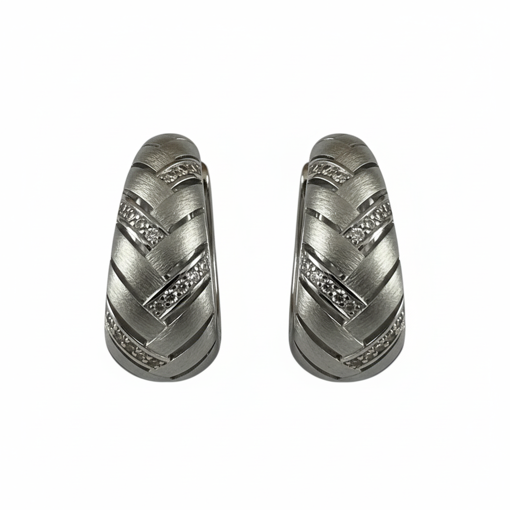 Teardrop Huggie Hoops White Gold - Front Same Style