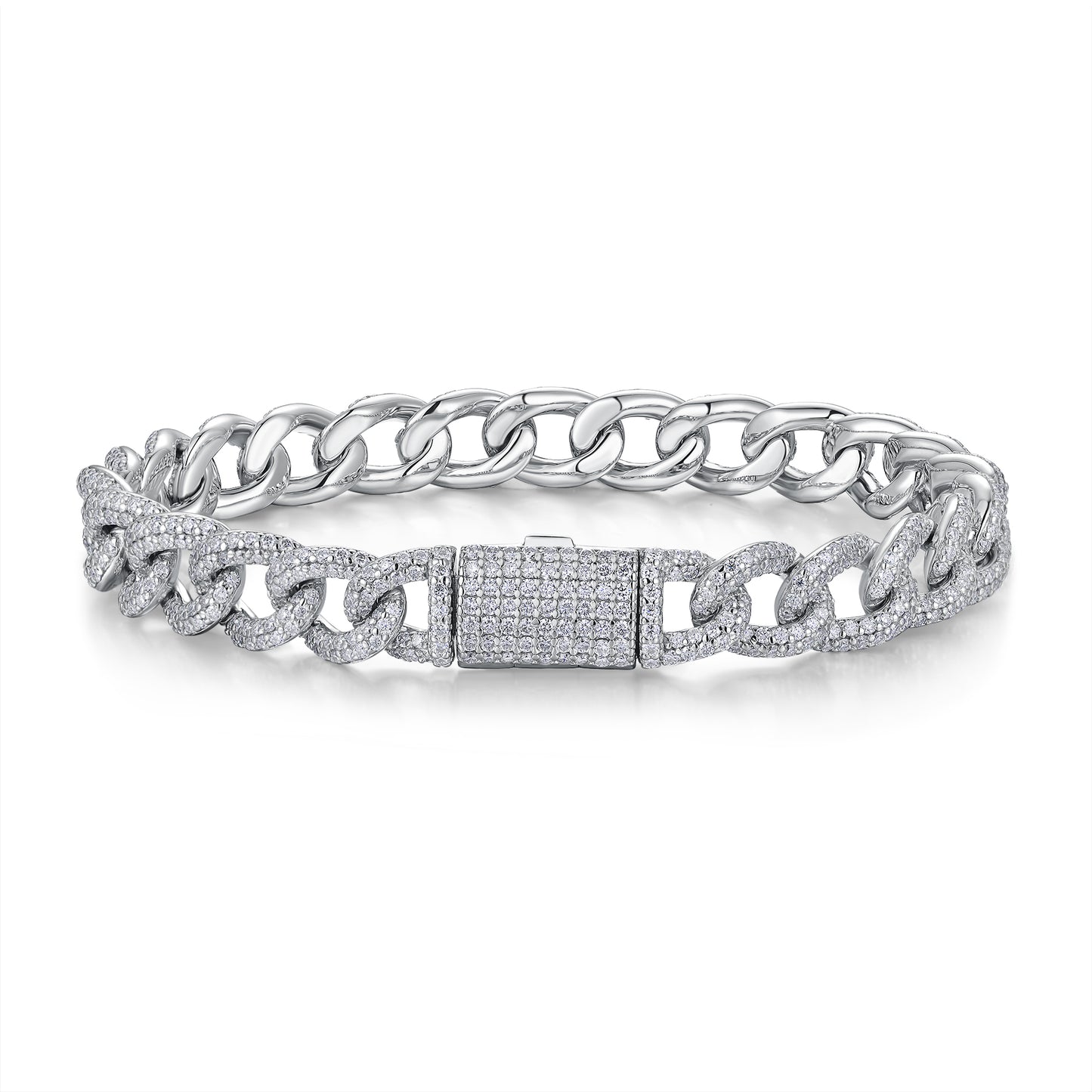 TAAZLUXE™  Cuban Chain Bracelets with Moissanites - 18K White Gold Vermeil