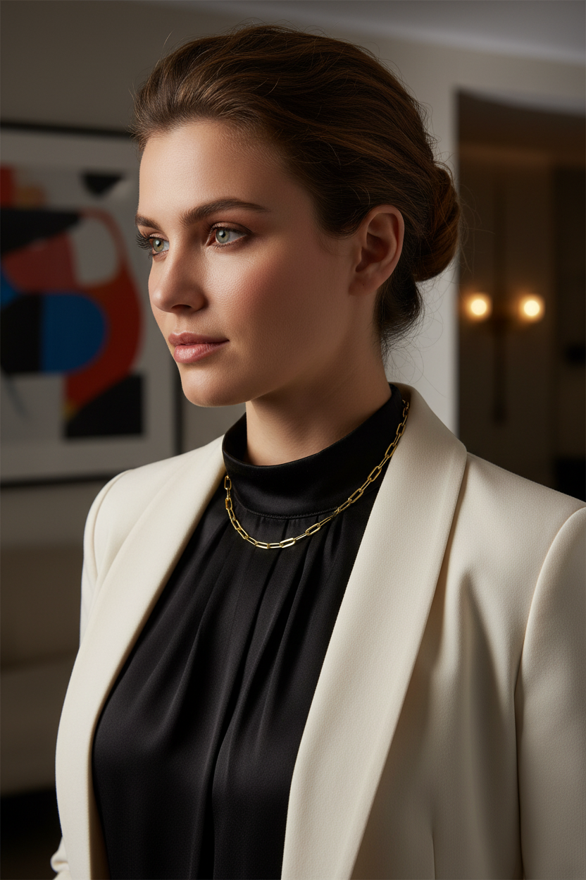 40cm Yellow Gold Paperclip - Elegant