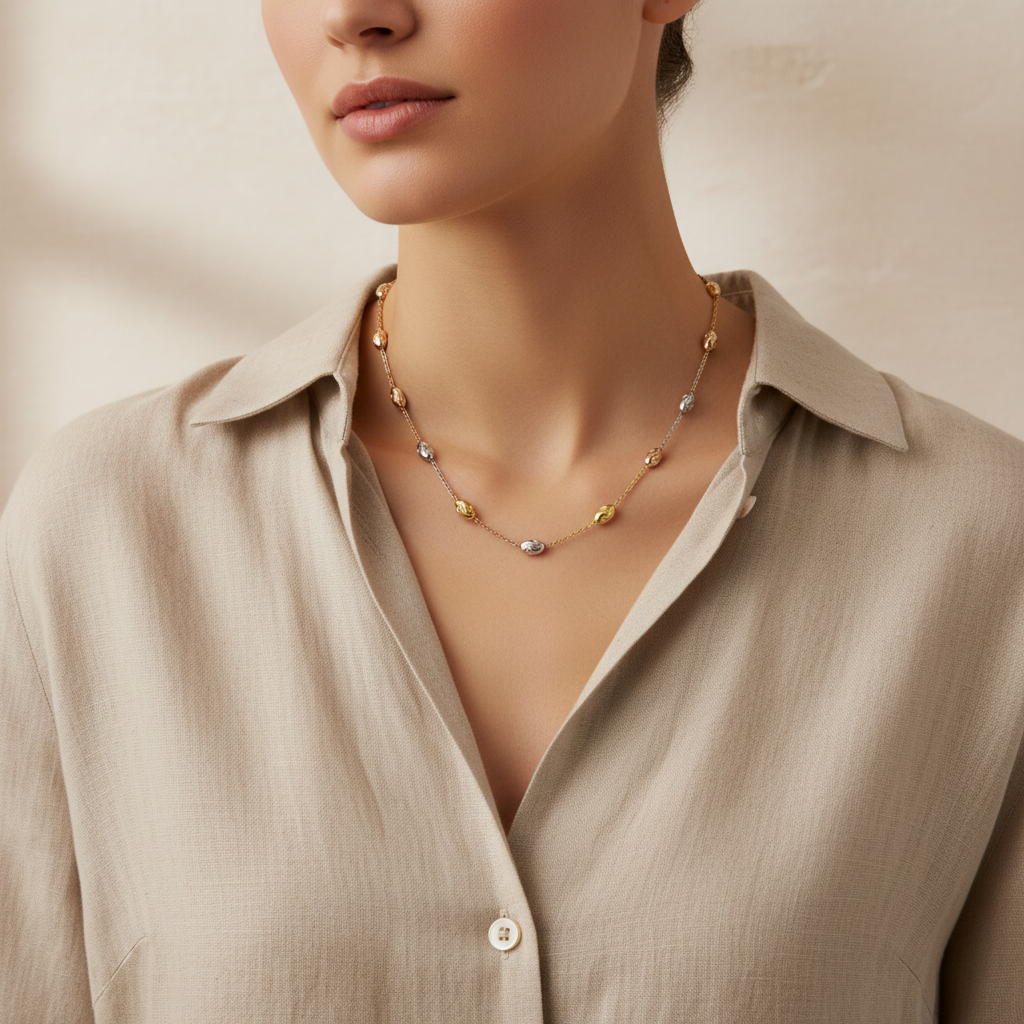 50cm Tri-Color Chain - Beige