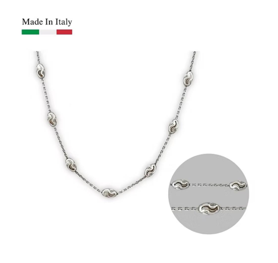 S925 Italian Beads chain, 50cm | 18K White Gold Vermeil