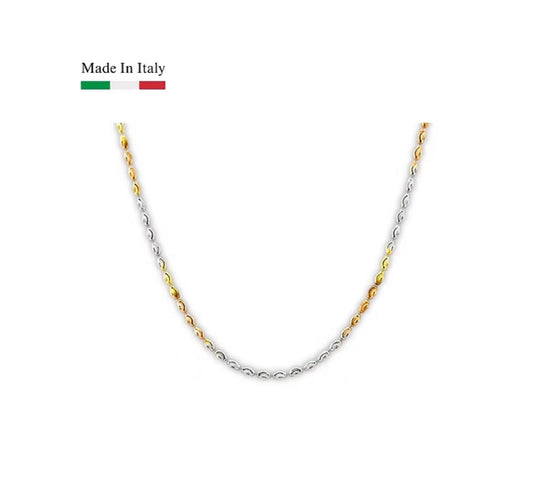 S925 Silver Chain, 50cm | Multi Color Oval beads Chain | 18KYW gold Vermeil