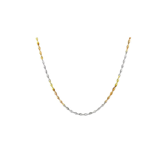 S925 Silver Chain, 60cm | Multi Color Oval beads Chain | 18KYW gold Vermeil