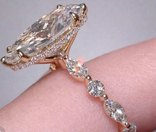 Diana Ring - 5 carats Oval Pave | 18K Yellow Gold Ring