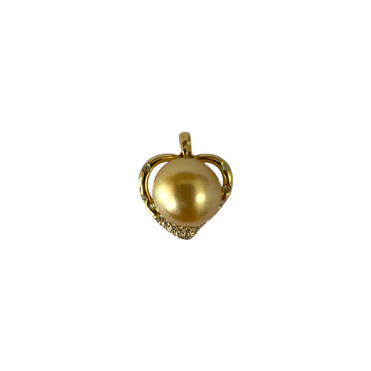 Gold South Sea Pearl 18KY Natural Diamonds