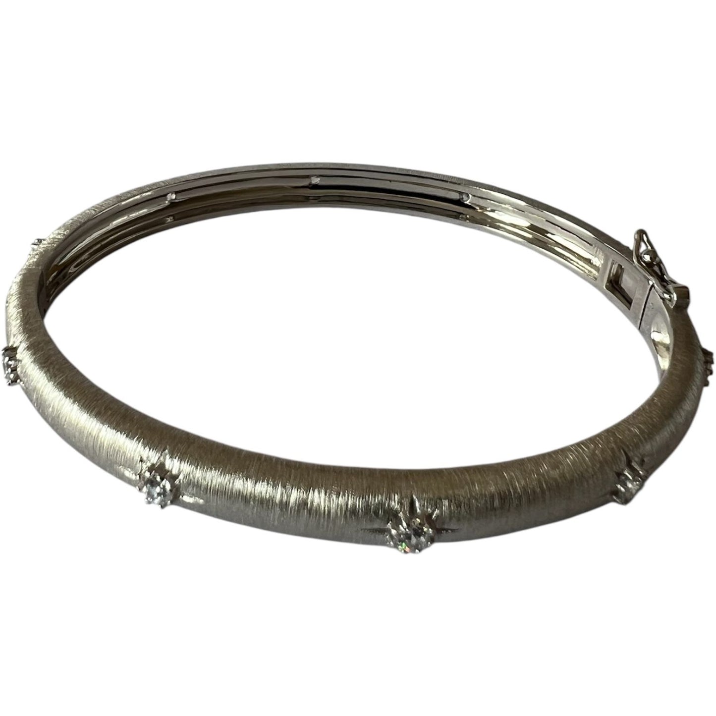 S925 Bangle with CZ | 18KW Gold Vermeil