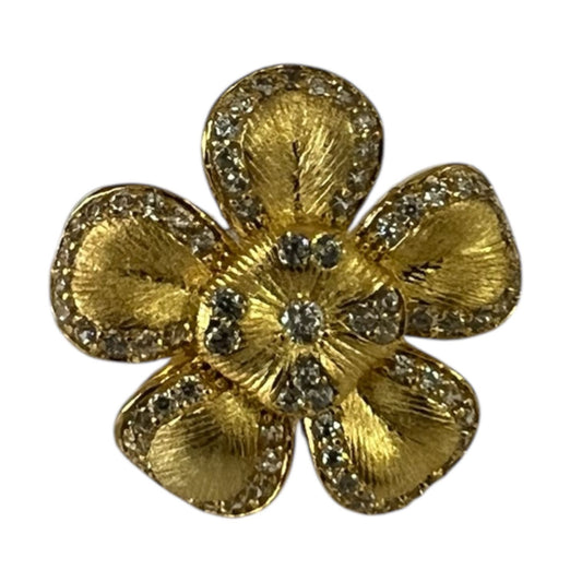 S925 Blossom Ring with CZ | 18KY Gold Vermeil