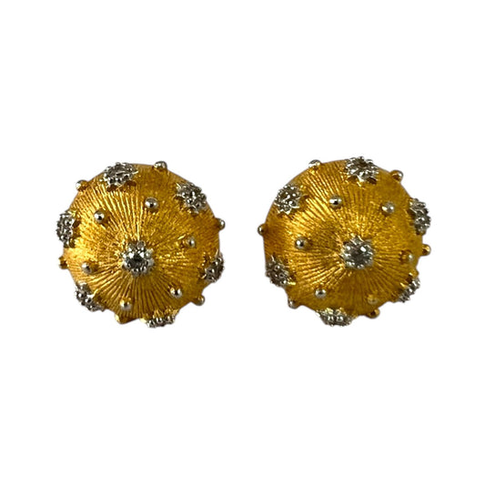 S925 Dome Earrings studs with CZ | 18KY Gold Vermeil