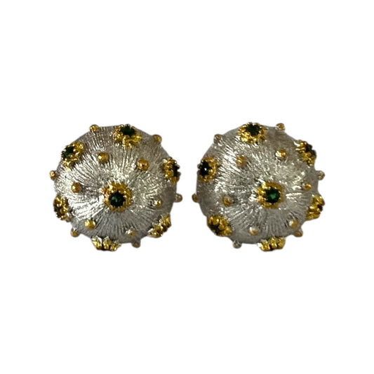 S925 Dome Earrings studs with CZ | 18KW Gold Vermeil