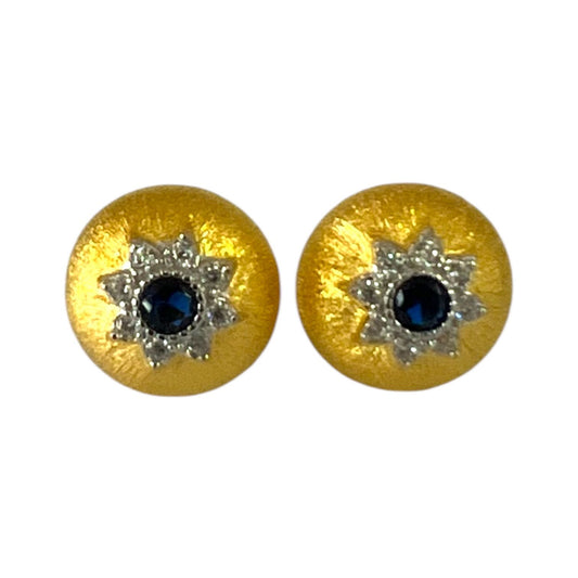 S925 Dome earring studs with CZ | Gold vermeil