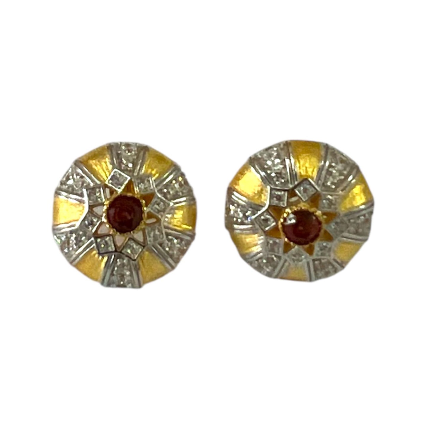 S925 Dome Earrings studs with CZ | 18KYW Gold Vermeil