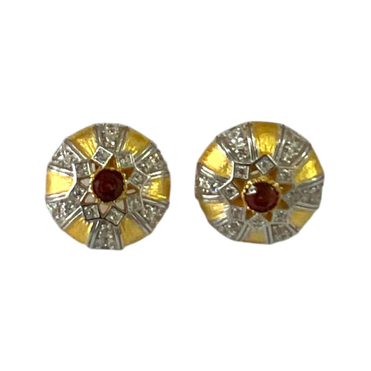 S925 Dome Earrings studs with CZ | 18KYW Gold Vermeil