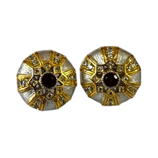 S925 Dome Earrings studs with CZ | 18KYW Gold Vermeil