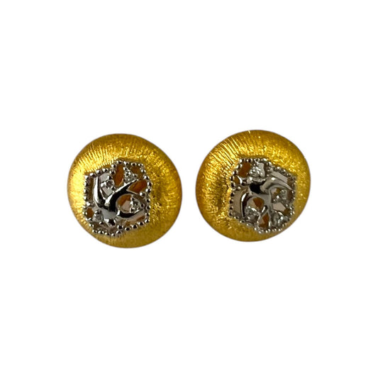 S925 Dome Earrings studs with CZ | 18KY Gold Vermeil