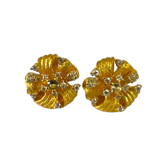 S925 Flower Earrings with CZ | 18KY Gold Vermeil