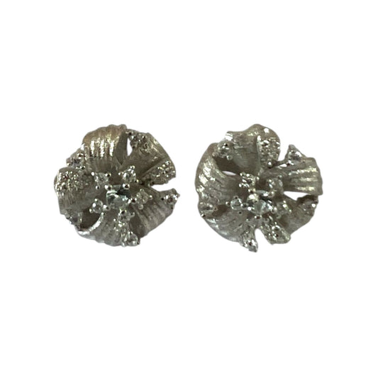 S925 Flower Earrings with CZ | 18KW Gold Vermeil
