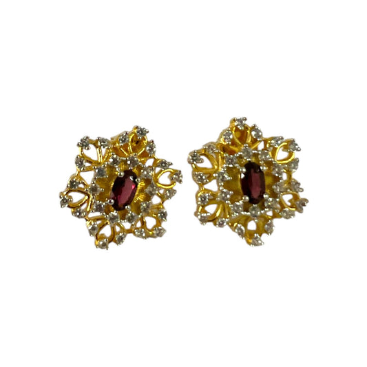 S925 Snowflake Earrings with CZ | 18KY Gold Vermeil