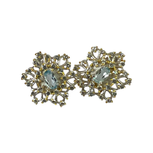 S925 Snowflake Earrings with CZ | 18KW Gold Vermeil