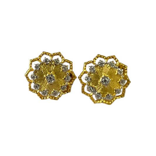 S925 Snowflake Earrings with CZ | 18KY Gold Vermeil