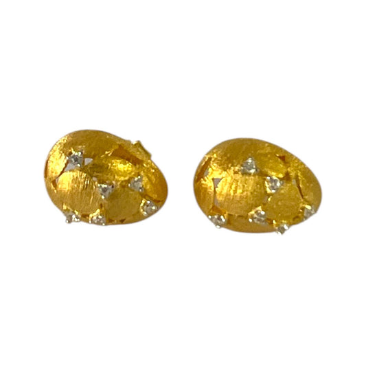S925 teardrop Earrings with CZ | 18KY Gold Vermeil