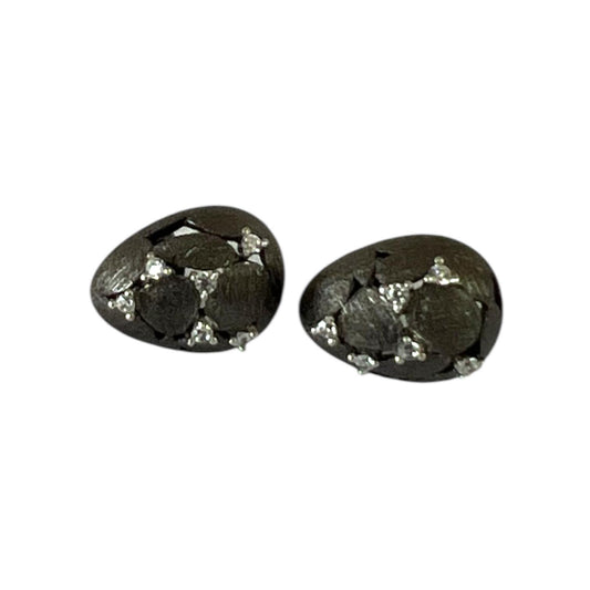 S925 teardrop Earrings with CZ | Black Rhodium Plating