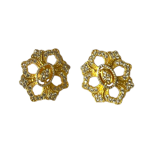 S925 Flower Earrings with CZ | 18KY Gold Vermeil