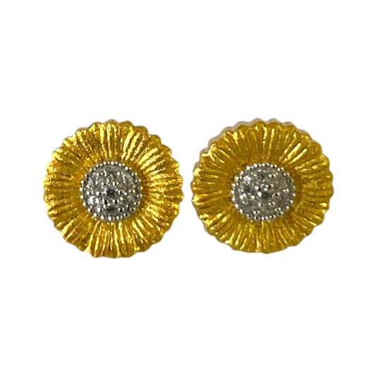 S925 Sunflower Earrings with CZ | 18KY Gold Vermeil