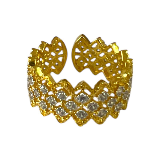 S925 Ring with CZ | 18KYW Gold Vermeil