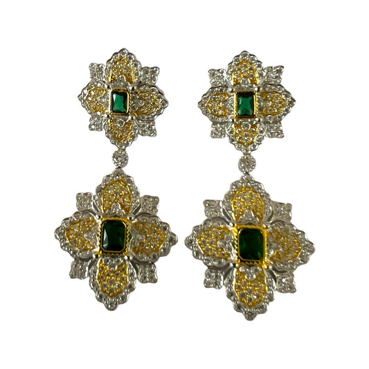 S925 Double flakes earrings | 18KYW Gold Vermeil