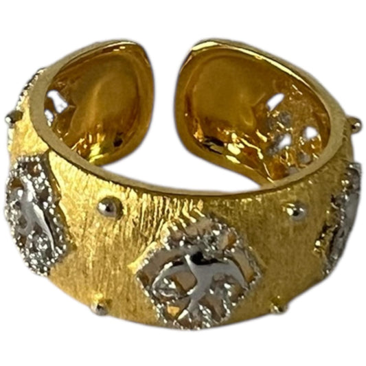 S925 Ring with CZ | 18KYW Gold Vermeil