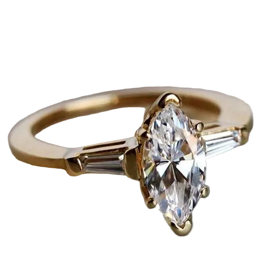 1 Carat Marquise Cut with Refined Trilogy Setting | 14K/18KY