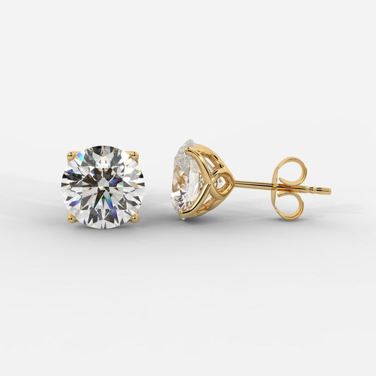 Grace - 18K Yellow Gold earring studs, Round Lab Grown Diamond