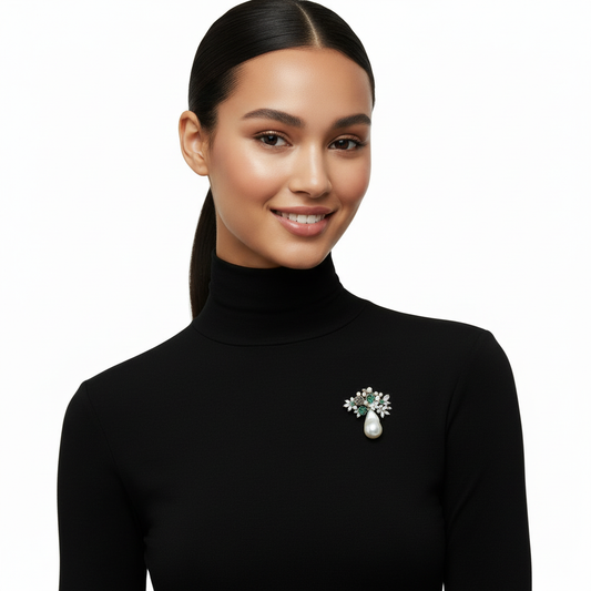 Baroque Pearl Flower Brooch - Modern Model 4