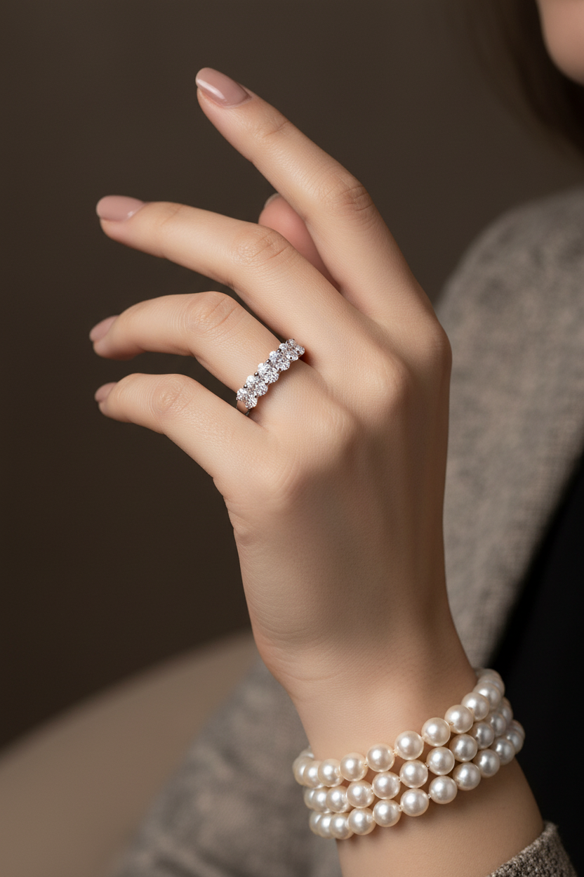 Classy Model Seven-Stone - With Pearls