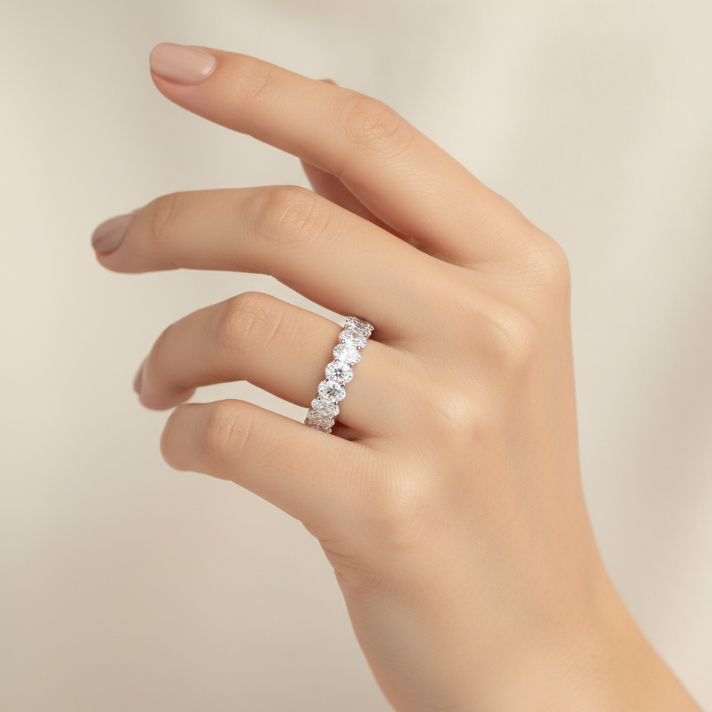 Classy Oval Eternity - Cream Background