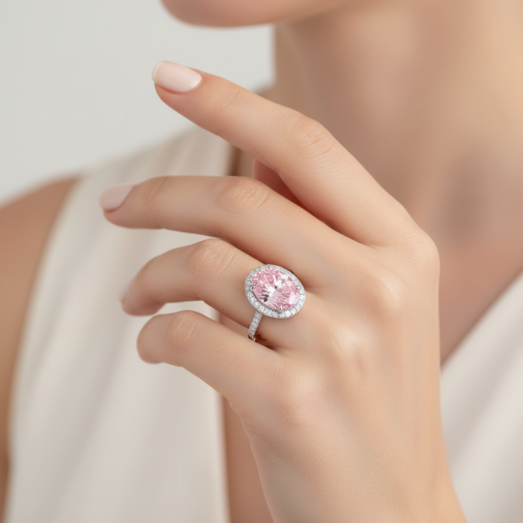 Classy Pink Halo - Cream Background