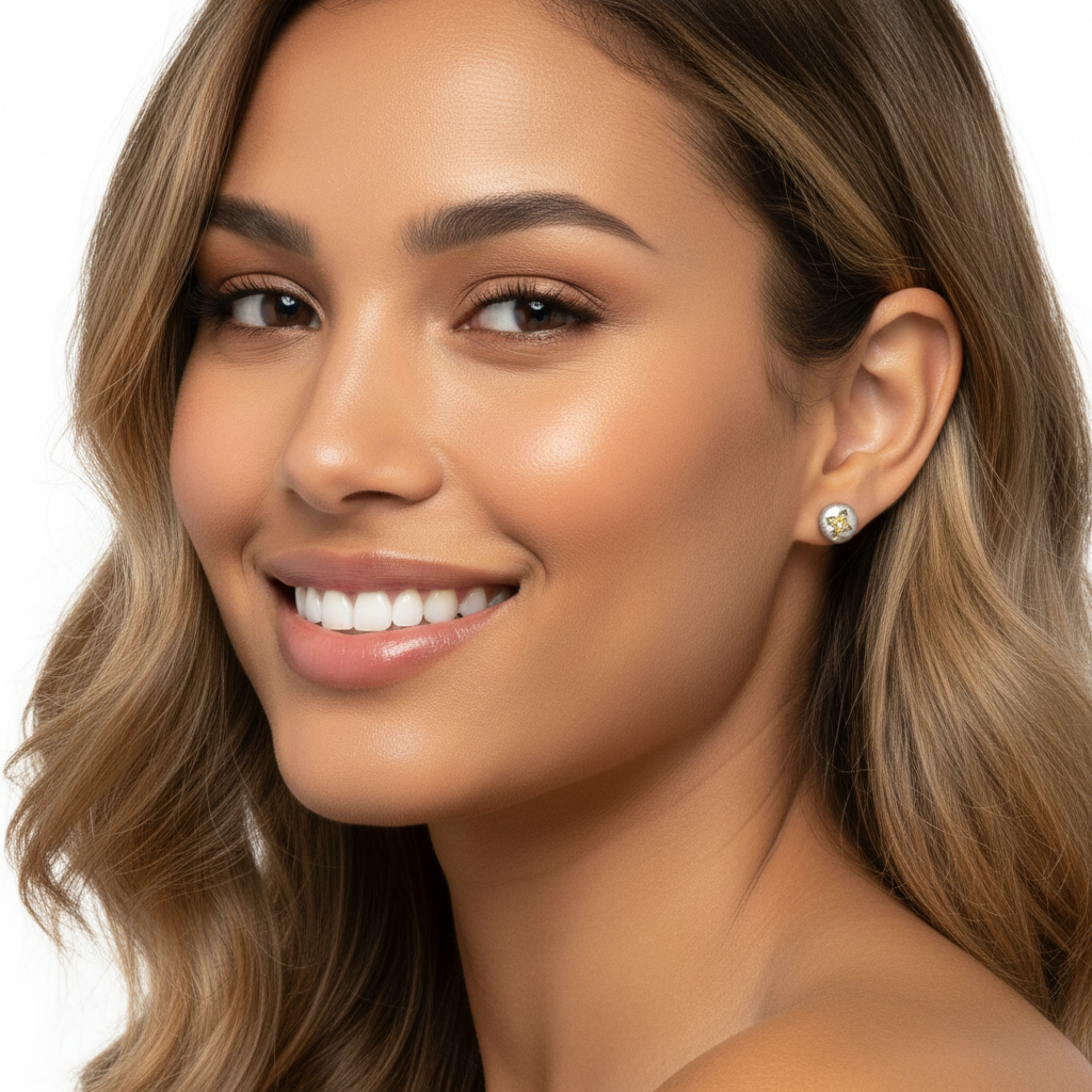 Dome Studs 18KW - Model Medium Hair 90% Smaller